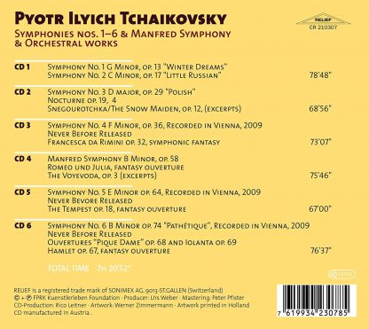 Photo No.2 of Peter Tchaikovsky: Symphonies Nos. 1-6 /Manfred-Symphony