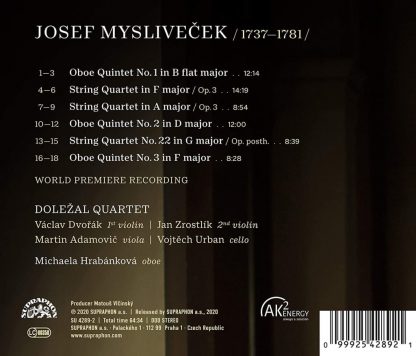 Photo No.2 of Josef Mysliveček: Oboe Quintets & String Quartets