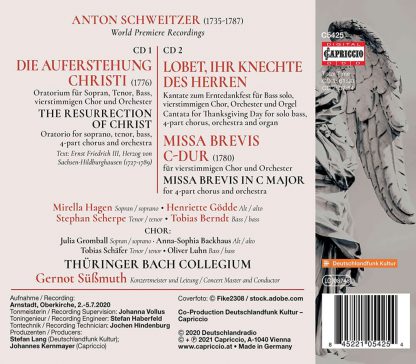 Photo No.2 of Anton Schweitzer: Die Auferstehung Christi & Missa Brevis Cantata