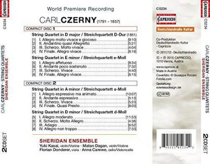 Photo No.2 of Carl Czerny: String Quartets