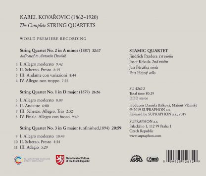 Photo No.2 of Karel Kovařovic: The Complete String Quartets
