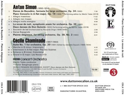 Photo No.2 of Anton Simon: Piano Concerto & Chaminade: Suite No. 1 for Orchestra, Op. 20