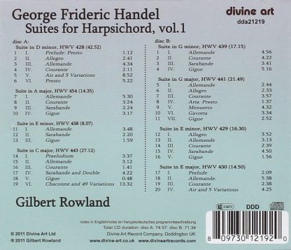 Photo No.2 of Handel: Harpsichord Suites Volume 1