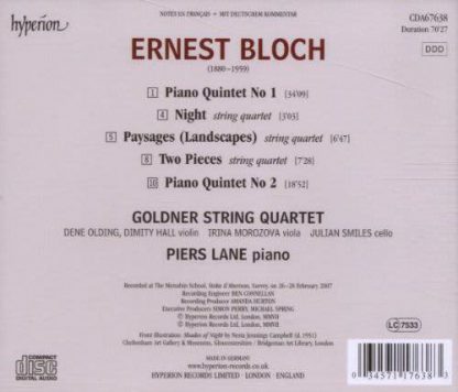 Photo No.2 of Bloch - Piano Quintets