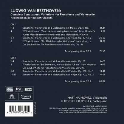 Photo No.2 of Beethoven: Cello Sonatas Nos. 1-5 and variations