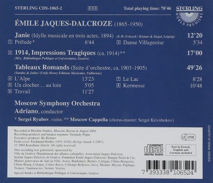 Photo No.2 of Emile Jaques-Dalcroze: Orchestral Works Vol. 2