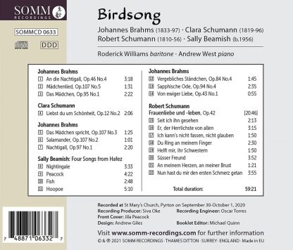 Photo No.2 of Birdsong - Music by Johannes Brahms, Clara Schumann, Robert Schumann & Sally Beamish