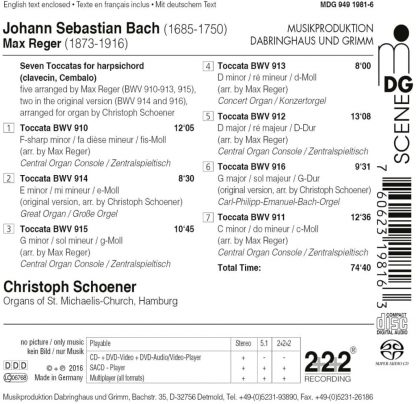 Photo No.2 of Bach Toccatas BWV 910 - 916 arr. By Max Reger