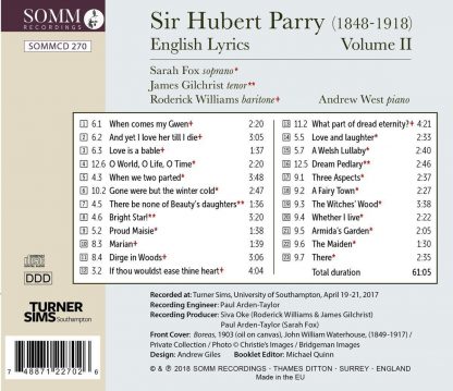 Photo No.2 of Parry: Twelve Sets of English Lyrics Volume II