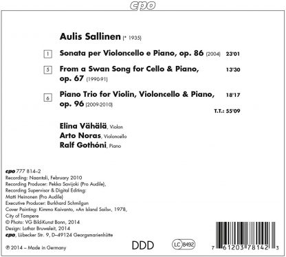 Photo No.2 of Sallinen: Piano Trio, Cello Sonata & From a Swan Song
