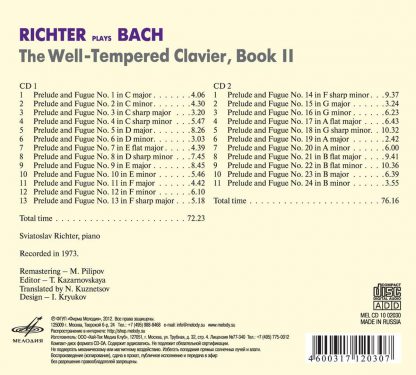 Photo No.2 of Richter plays J. S. Bach:The Well-Tempered Clavier Book II