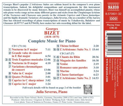 Photo No.2 of Bizet: Complete Piano Music