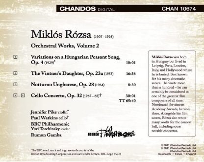 Photo No.2 of Miklós Rózsa: Orchestral Works Volume 2