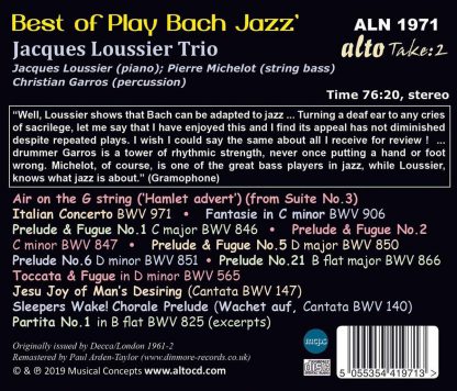 Photo No.2 of Jacques Loussier Trio: Best of Play Bach Jazz