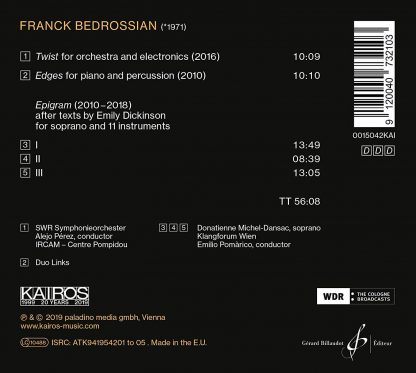 Photo No.2 of Franck Bedrossian: Twist, Edges, Epigram