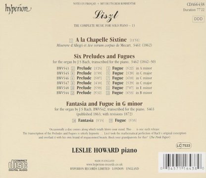 Photo No.2 of Liszt Complete Music for Solo Piano 13: A la Chapelle Sixtine