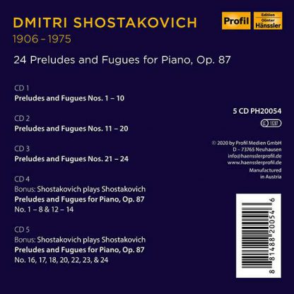 Photo No.2 of Dmitri Shostakovich - 24 Preludes and Fugues for Piano, Op. 87