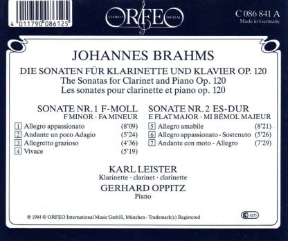 Photo No.2 of Johannes Brahms: Clarinet Sonatas Nos. 1 & 2