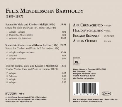 Photo No.2 of Felix Mendelssohn: Sonatas for Viola & Clarinet / Piano Trio