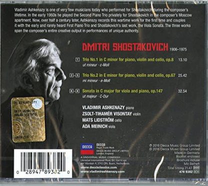 Photo No.2 of Shostakovich: Piano Trios Nos. 1 & 2 & Viola Sonata