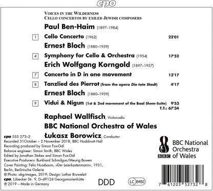 Photo No.2 of Ben-Haim, Bloch & Korngold: Cello Concertos