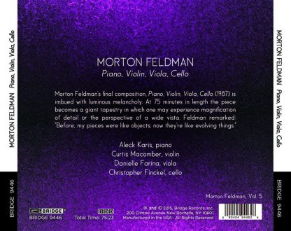 Photo No.2 of Morton Feldman: Piano, Violin, Viola, Cello