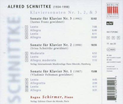 Photo No.2 of Schnittke: Piano Sonatas 1 - 3