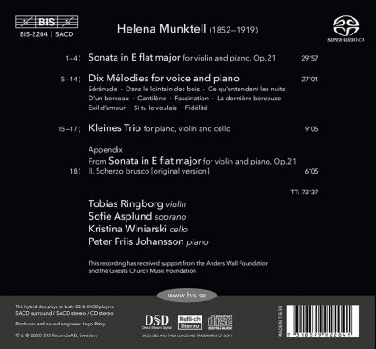 Photo No.2 of Helena Munktell: Violin Sonata; Dix Mélodies; Piano Trio