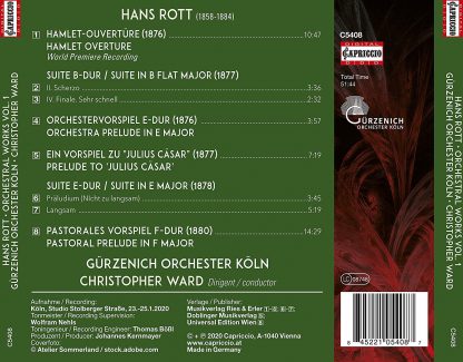 Photo No.2 of Hans Rott: Complete Orchestral Works Vol. 1