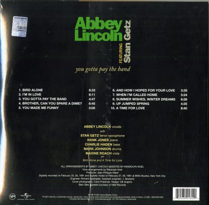 Photo No.2 of Abbey Lincoln: You Gotta Pay The Band (Vinyl 180g - Limited Edition)