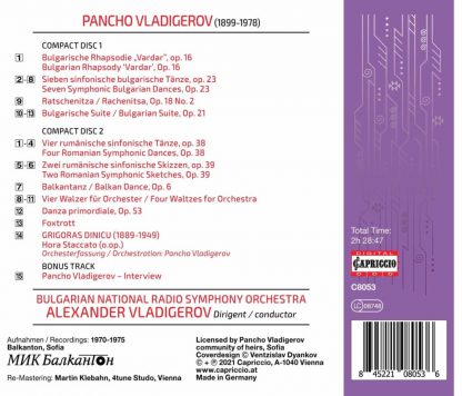 Photo No.2 of Pancho Vladigerov: Orchestral Works Vol.2