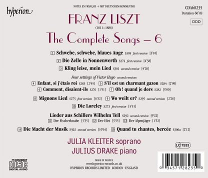 Photo No.2 of Liszt: The Complete Songs, Vol. 6