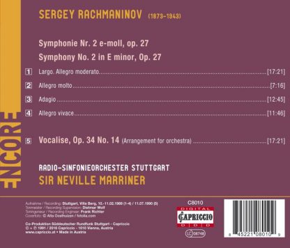 Photo No.2 of Rachmaninov: Symphony No. 2, Vocalise