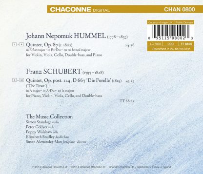 Photo No.2 of Johann Hummel & Franz Schubert: Piano Quintets