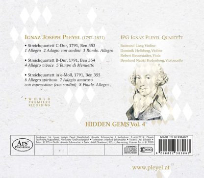Photo No.2 of Hidden Gems, Vol. 4: Pleyel – String Quartets, B. 353-355