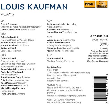 Photo No.2 of Louis Kaufman plays Chausson, Schubert, Kreisler, Vivaldi & Others