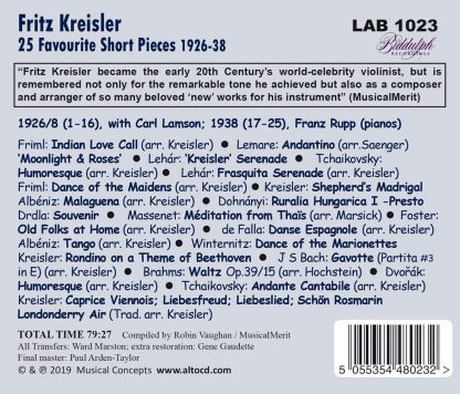 Photo No.2 of Fritz Kreisler: Favourite Short Pieces 1926-38