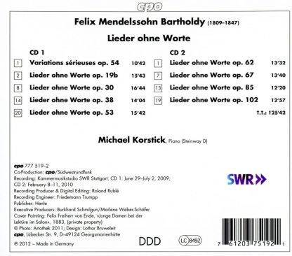 Photo No.2 of Mendelssohn: Songs Without Words