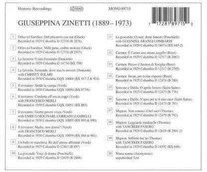 Photo No.2 of Giuseppina Zinetti: Arias