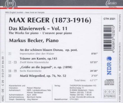 Photo No.2 of Reger: Complete Works for Piano Vol. 11