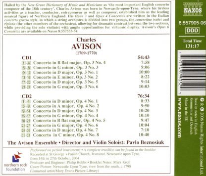Photo No.2 of Avison: Six Concertos Op. 3 & Eight Concertos Op. 4