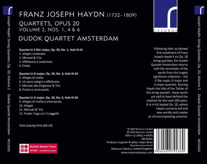 Photo No.2 of Haydn: String Quartets Op. 20 Nos.1, 4 & 6