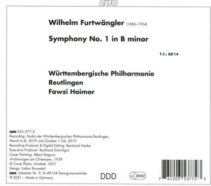 Photo No.2 of Wilhelm Furtwängler: Symphony No. 1 in B minor