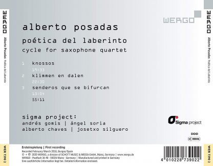 Photo No.2 of Alberto Posadas: Poética del laberinto for Saxophone Quartet