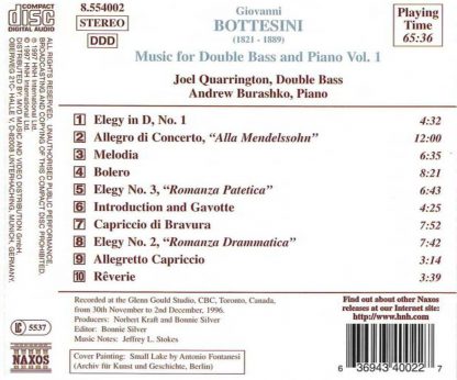 Photo No.2 of Bottesini - Music for Double Bass and Piano Volume 1