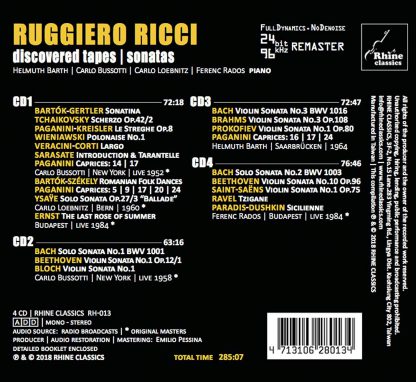 Photo No.2 of Ruggiero Ricci: Discovered Tapes, Sonatas