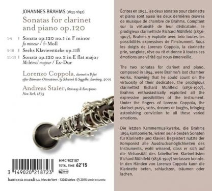 Photo No.2 of Johannes Brahms: Clarinet Sonatas