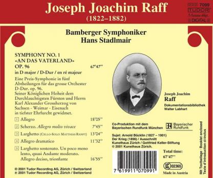 Photo No.2 of Joachim Raff: Symphony No. 1 in D major, Op. 96 'An das Vaterland'