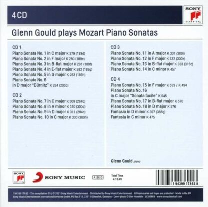 Photo No.2 of Wolfgang Amadeus Mozart: Mozart Piano Sonatas - Glenn Gould