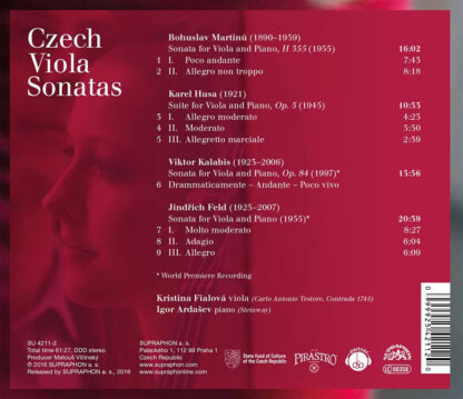 Photo No.2 of Czech Viola Sonatas by Martinu, Husa, Kalabis, Feld